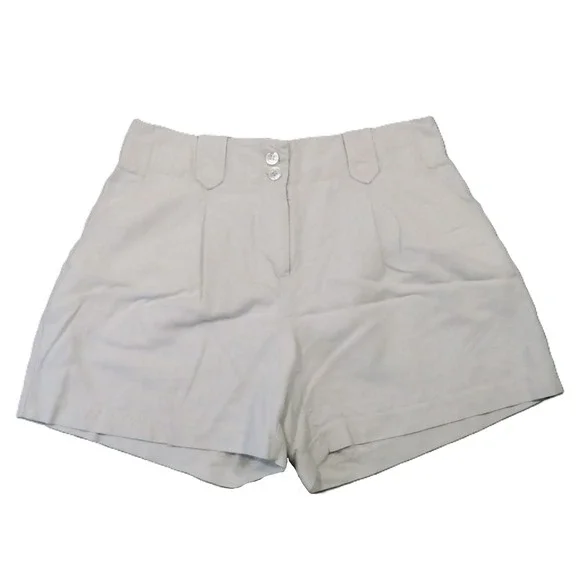 J McLaughlin Pleated Shorts Women 8 Beige Linen Lyocell High Rise Preppy Coastal - Picture 1 of 10